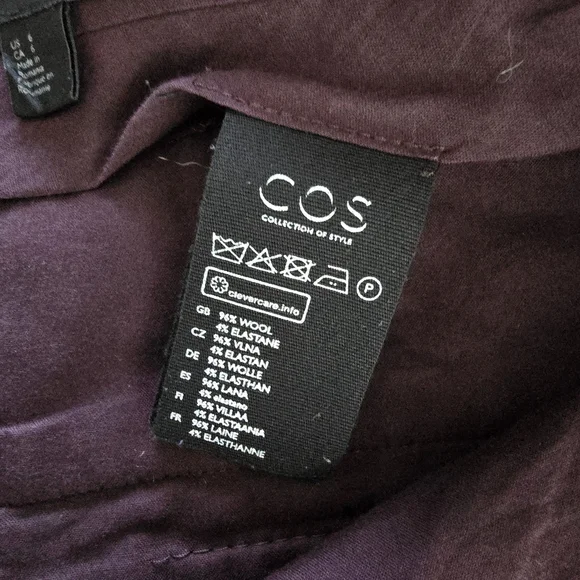 COS Pleats Dropped Crotch Trousers Size 6, 96% Wool - Picture 7 of 12